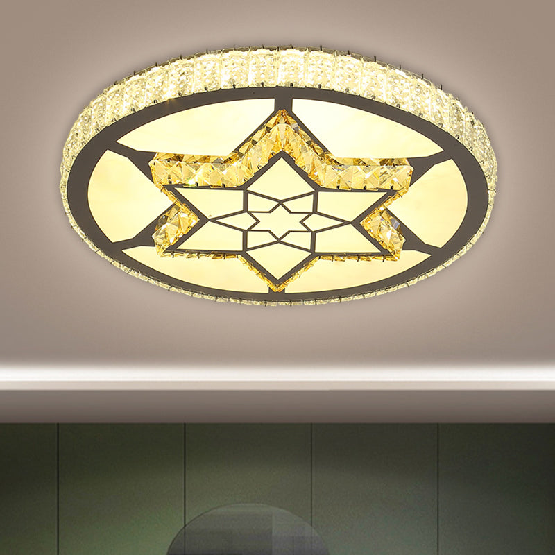 Simplicity Star/Bloom Flush Light Fixture Clear Crystal Block LED Corridor Ceiling Lamp in Stainless-Steel Clearhalo 'Ceiling Lights' 'Close To Ceiling Lights' 'Close to ceiling' 'Flush mount' Lighting' 1694627