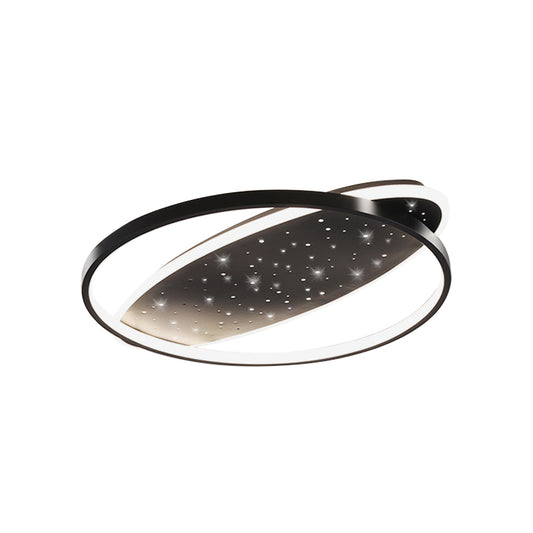 Metallic Oval and Circular Flush Mount Lamp Modern LED Flush Ceiling Light in Black Clearhalo 'Ceiling Lights' 'Close To Ceiling Lights' 'Close to ceiling' 'Flush mount' Lighting' 1694644