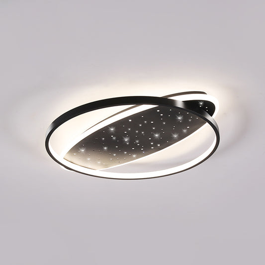 Metallic Oval and Circular Flush Mount Lamp Modern LED Flush Ceiling Light in Black Clearhalo 'Ceiling Lights' 'Close To Ceiling Lights' 'Close to ceiling' 'Flush mount' Lighting' 1694645