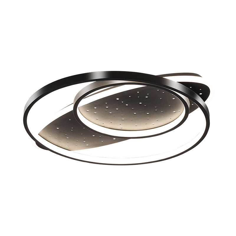 Metallic Oval and Circular Flush Mount Lamp Modern LED Flush Ceiling Light in Black Clearhalo 'Ceiling Lights' 'Close To Ceiling Lights' 'Close to ceiling' 'Flush mount' Lighting' 1694650