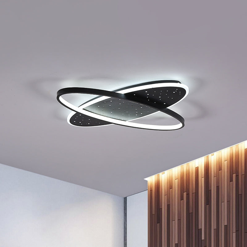 Metallic Oval and Circular Flush Mount Lamp Modern LED Flush Ceiling Light in Black Clearhalo 'Ceiling Lights' 'Close To Ceiling Lights' 'Close to ceiling' 'Flush mount' Lighting' 1694653