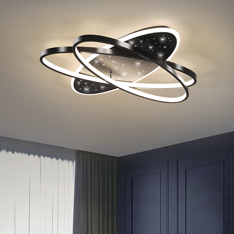 Metallic Oval and Circular Flush Mount Lamp Modern LED Flush Ceiling Light in Black Clearhalo 'Ceiling Lights' 'Close To Ceiling Lights' 'Close to ceiling' 'Flush mount' Lighting' 1694658