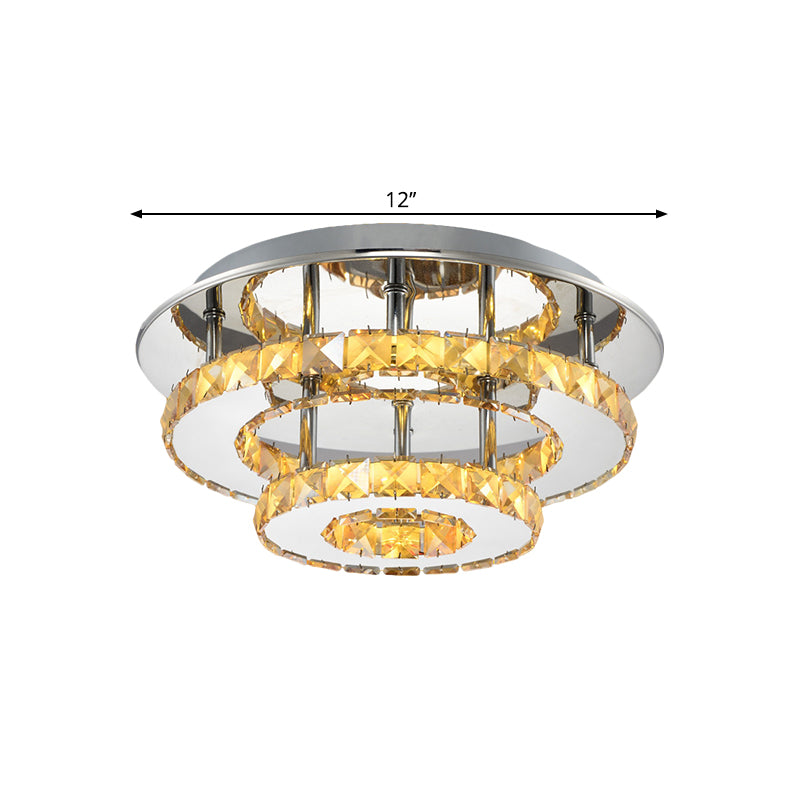 Beveled Crystal Loop Flush Mount Fixture Modernity 8"/12" Width Stainless-Steel LED Ceiling Light Clearhalo 'Ceiling Lights' 'Close To Ceiling Lights' 'Close to ceiling' 'Flush mount' Lighting' 1694677