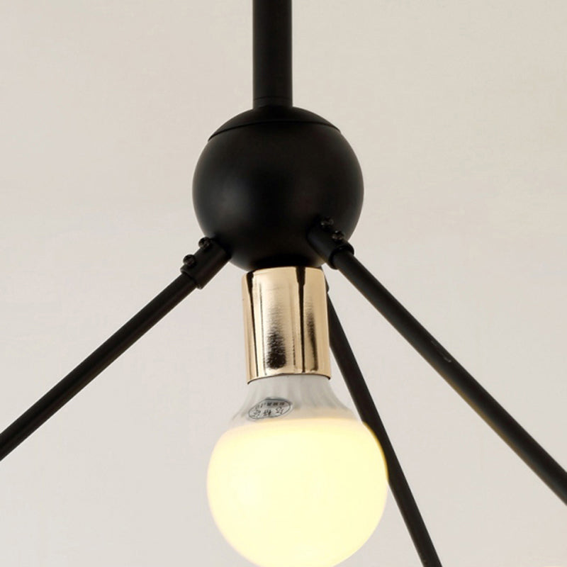 Naked Bulb Semi Flush Light Contemporary Metal 10 Lights Black Semi Flush Ceiling Light Clearhalo 'Ceiling Lights' 'Chandeliers' 'Modern Chandeliers' 'Modern' Lighting' 169468