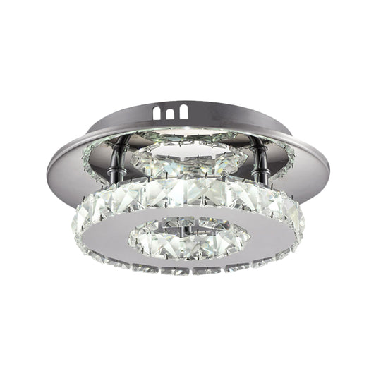 Beveled Crystal Loop Flush Mount Fixture Modernity 8"/12" Width Stainless-Steel LED Ceiling Light Clearhalo 'Ceiling Lights' 'Close To Ceiling Lights' 'Close to ceiling' 'Flush mount' Lighting' 1694681