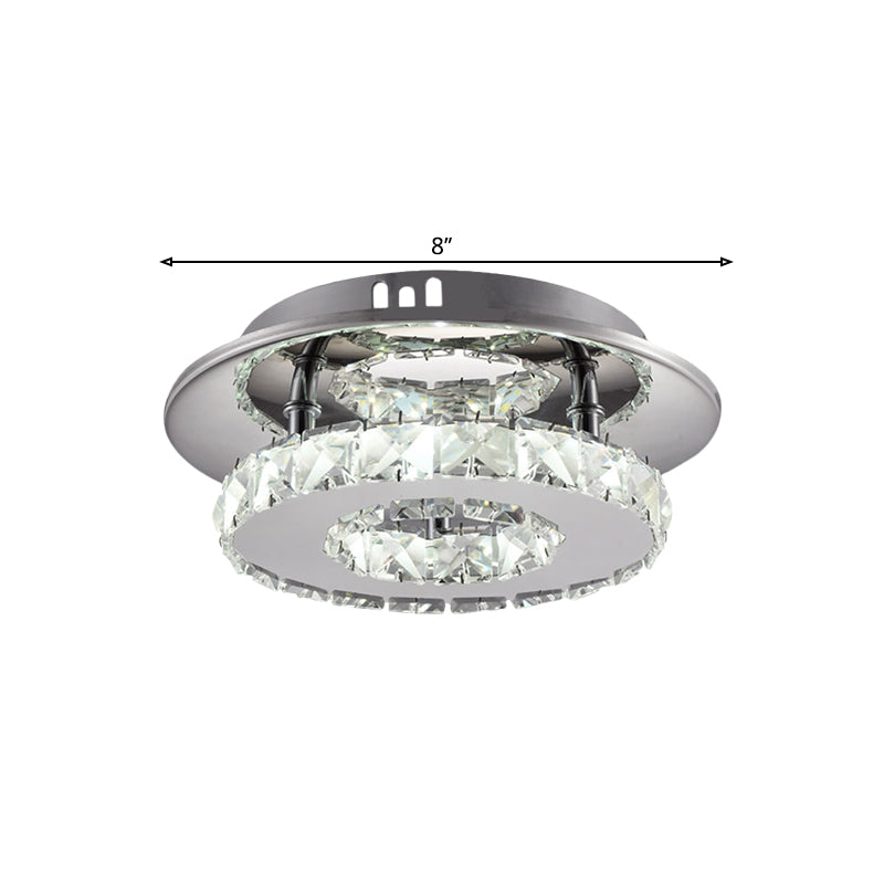 Beveled Crystal Loop Flush Mount Fixture Modernity 8"/12" Width Stainless-Steel LED Ceiling Light Clearhalo 'Ceiling Lights' 'Close To Ceiling Lights' 'Close to ceiling' 'Flush mount' Lighting' 1694682