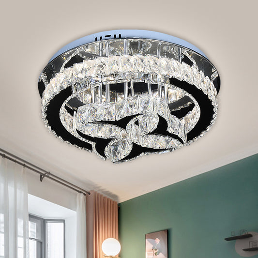 Contemporary LED Flush Mount Lighting Stainless-Steel Blossom Ceiling Lamp with Clear Faceted Crystal Shade Clear Clearhalo 'Ceiling Lights' 'Close To Ceiling Lights' 'Close to ceiling' 'Flush mount' Lighting' 1694723