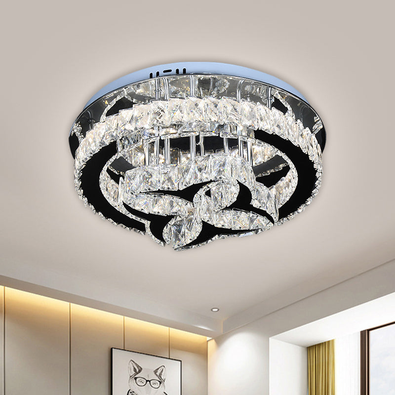 Contemporary LED Flush Mount Lighting Stainless-Steel Blossom Ceiling Lamp with Clear Faceted Crystal Shade Clearhalo 'Ceiling Lights' 'Close To Ceiling Lights' 'Close to ceiling' 'Flush mount' Lighting' 1694724