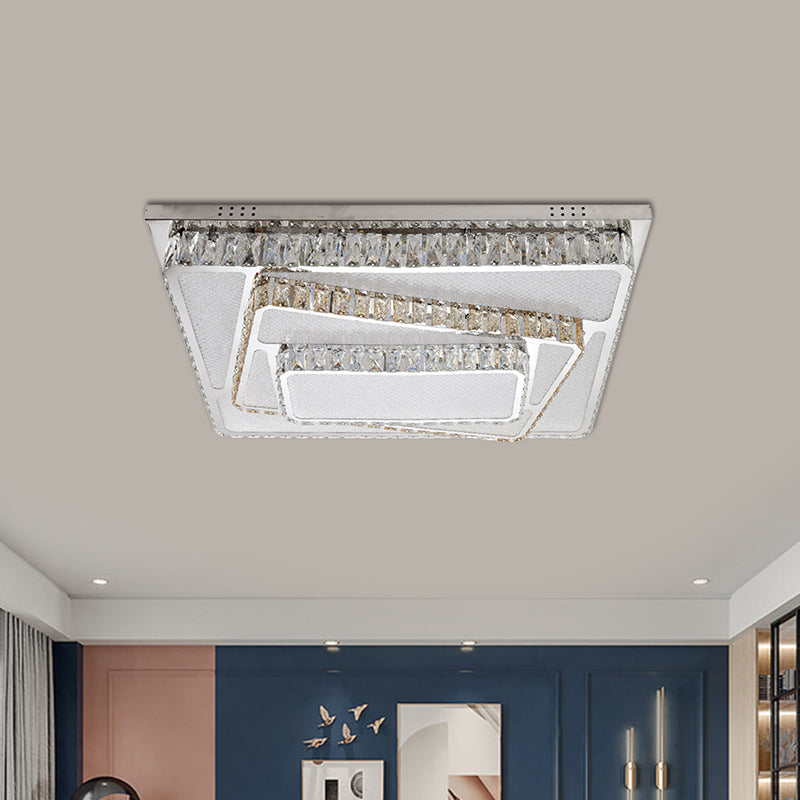 Crystal Block Rectangle Ceiling Flush Modernist LED Chrome Flush Mount Lamp Fixture Chrome Clearhalo 'Ceiling Lights' 'Close To Ceiling Lights' 'Close to ceiling' 'Flush mount' Lighting' 1694731