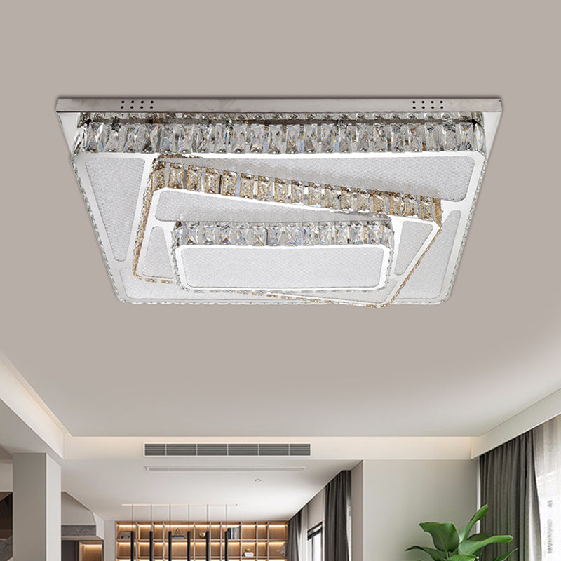 Crystal Block Rectangle Ceiling Flush Modernist LED Chrome Flush Mount Lamp Fixture Clearhalo 'Ceiling Lights' 'Close To Ceiling Lights' 'Close to ceiling' 'Flush mount' Lighting' 1694732