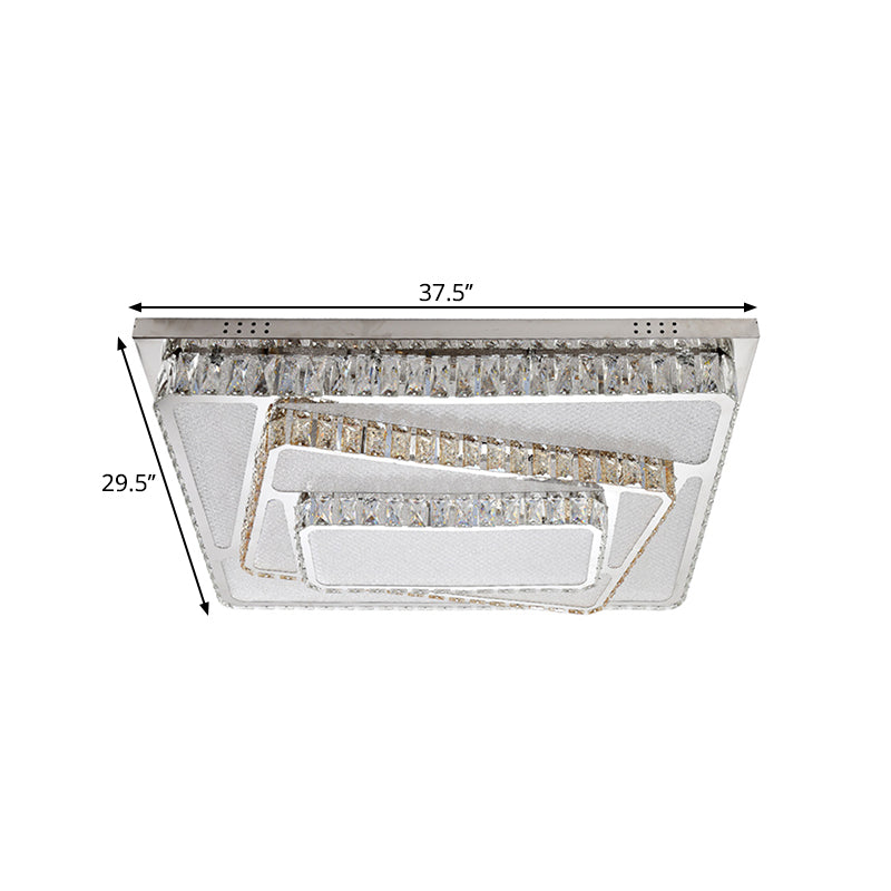 Crystal Block Rectangle Ceiling Flush Modernist LED Chrome Flush Mount Lamp Fixture Clearhalo 'Ceiling Lights' 'Close To Ceiling Lights' 'Close to ceiling' 'Flush mount' Lighting' 1694734