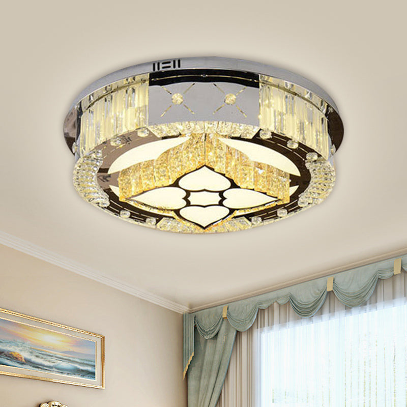 Simple Flower/Cloud Ceiling Lamp Clear Crystal LED Bedroom Flush Mount Light Fixture in Stainless-Steel with Round Design Clearhalo 'Ceiling Lights' 'Close To Ceiling Lights' 'Close to ceiling' 'Flush mount' Lighting' 1694786