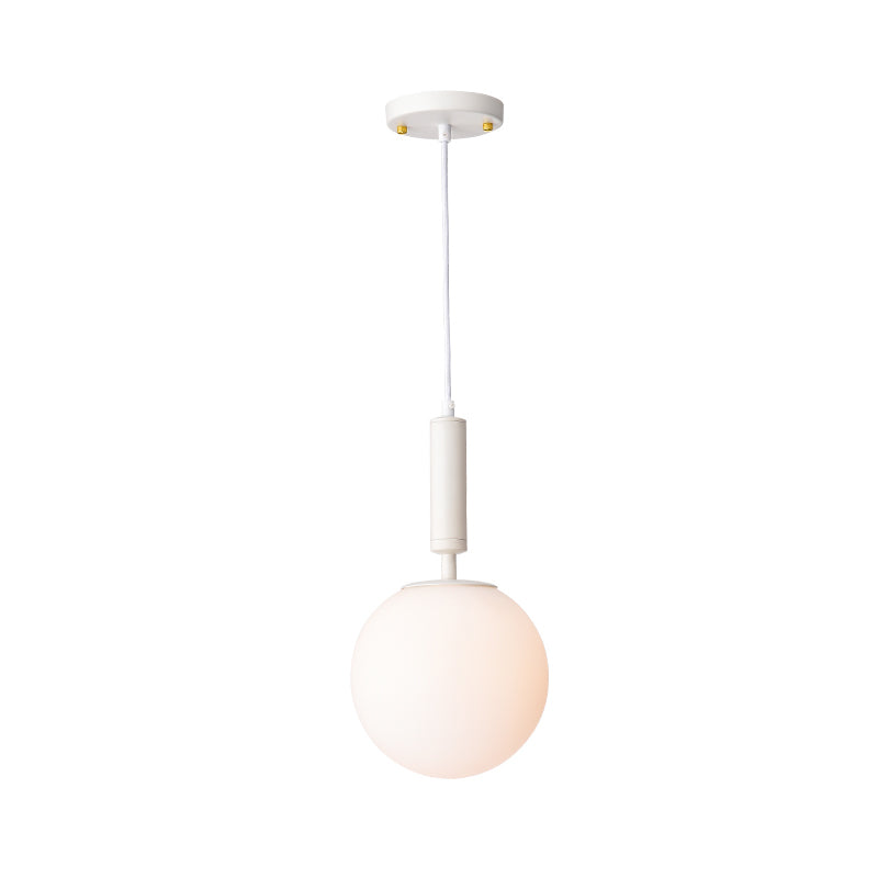 Globe Milk Glass Hanging Lighting Modern 1-Head Black/Grey/White Pendant Light for Study Room White Clearhalo 'Ceiling Lights' 'Close To Ceiling Lights' 'Glass shade' 'Glass' 'Pendant Lights' 'Pendants' Lighting' 1694809