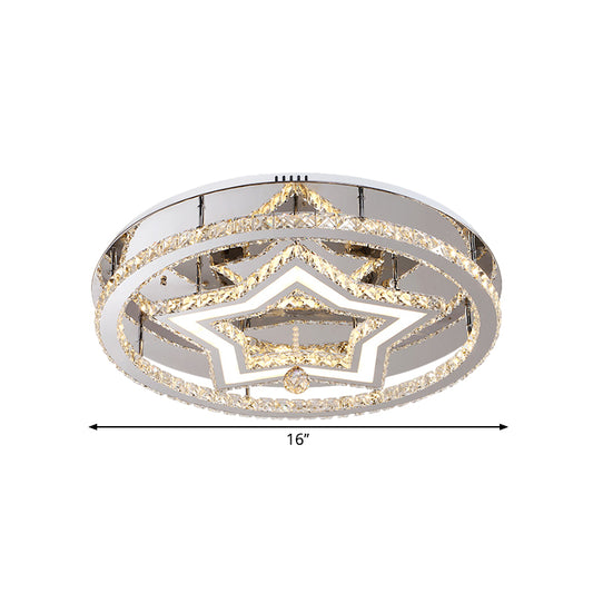 Dining Room LED Flush Mount Light Fixture Modern Stainless-Steel Ceiling Lamp with Star Crystal Shade Clearhalo 'Ceiling Lights' 'Close To Ceiling Lights' 'Close to ceiling' 'Semi-flushmount' Lighting' 1694830