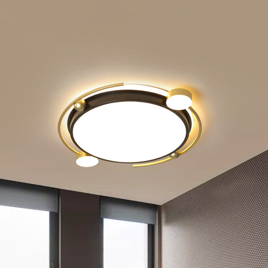 Black-Gold Round Ceiling Light Fixture Contemporary LED Acrylic Flushmount Lighting Black-Gold Clearhalo 'Ceiling Lights' 'Close To Ceiling Lights' 'Close to ceiling' 'Flush mount' Lighting' 1694884