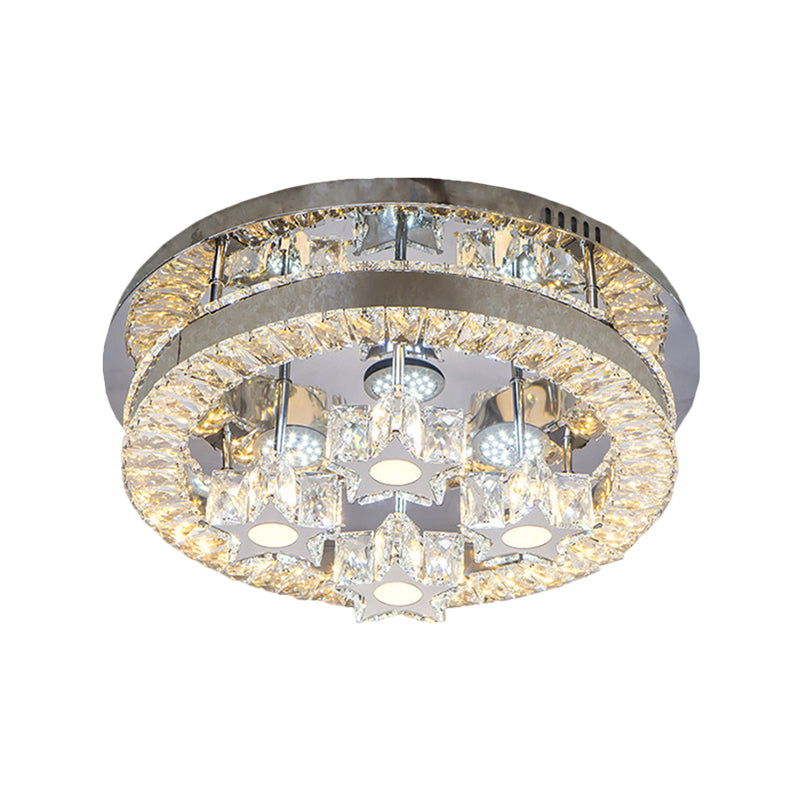 Halo Flush Light Fixture Simple Clear Crystal Stainless-Steel LED Ceiling Lighting with Star/Spiral Design for Living Room Clearhalo 'Ceiling Lights' 'Close To Ceiling Lights' 'Close to ceiling' 'Flush mount' Lighting' 1694940