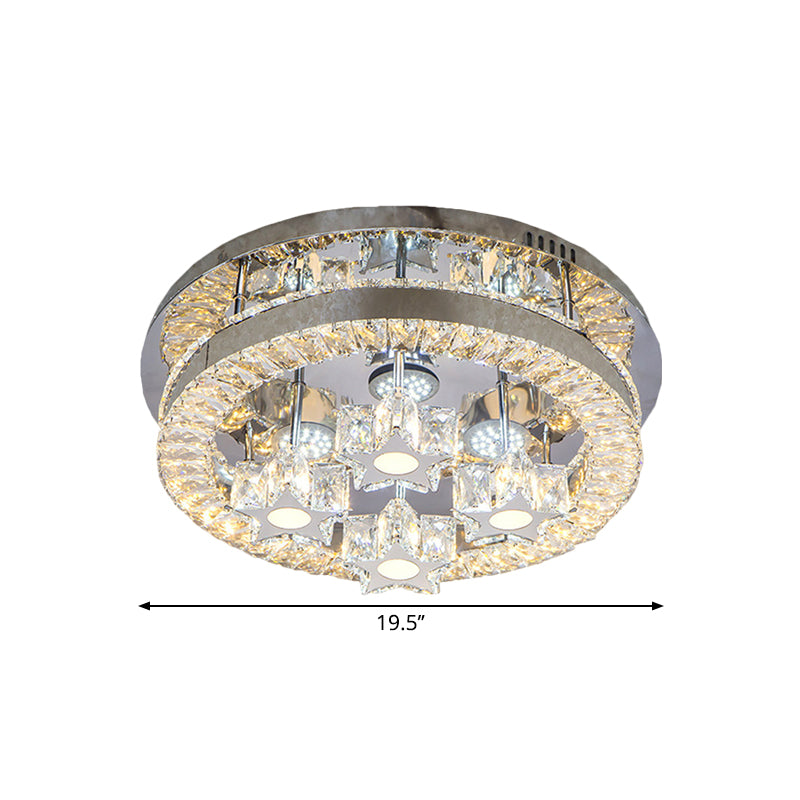 Halo Flush Light Fixture Simple Clear Crystal Stainless-Steel LED Ceiling Lighting with Star/Spiral Design for Living Room Clearhalo 'Ceiling Lights' 'Close To Ceiling Lights' 'Close to ceiling' 'Flush mount' Lighting' 1694941