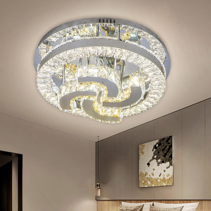 Halo Flush Light Fixture Simple Clear Crystal Stainless-Steel LED Ceiling Lighting with Star/Spiral Design for Living Room Clear B Clearhalo 'Ceiling Lights' 'Close To Ceiling Lights' 'Close to ceiling' 'Flush mount' Lighting' 1694942