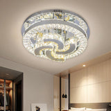 Halo Flush Light Fixture Simple Clear Crystal Stainless-Steel LED Ceiling Lighting with Star/Spiral Design for Living Room Clearhalo 'Ceiling Lights' 'Close To Ceiling Lights' 'Close to ceiling' 'Flush mount' Lighting' 1694943