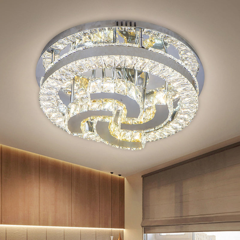 Halo Flush Light Fixture Simple Clear Crystal Stainless-Steel LED Ceiling Lighting with Star/Spiral Design for Living Room Clearhalo 'Ceiling Lights' 'Close To Ceiling Lights' 'Close to ceiling' 'Flush mount' Lighting' 1694944