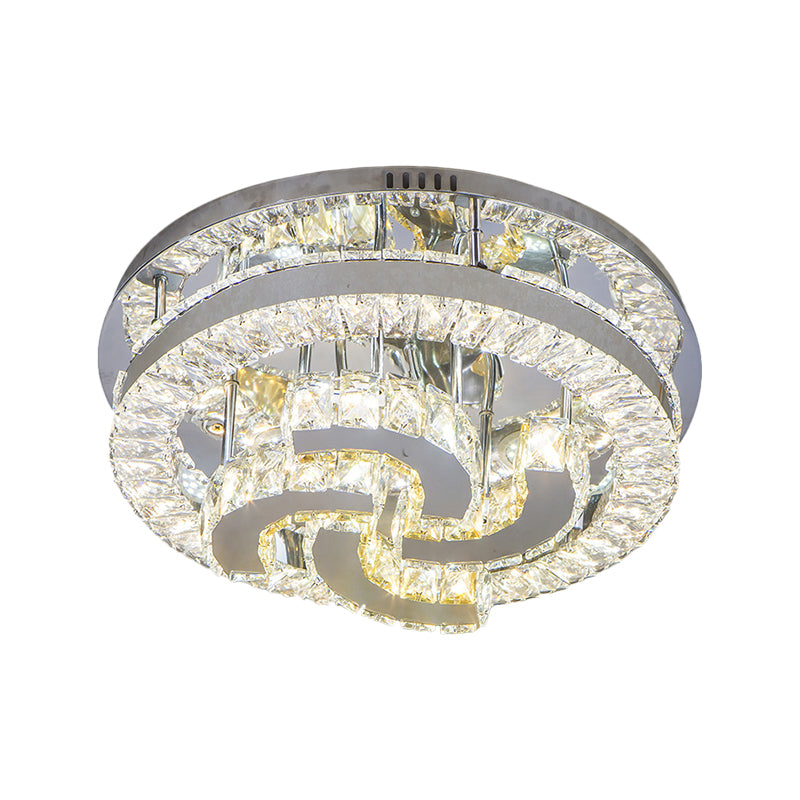 Halo Flush Light Fixture Simple Clear Crystal Stainless-Steel LED Ceiling Lighting with Star/Spiral Design for Living Room Clearhalo 'Ceiling Lights' 'Close To Ceiling Lights' 'Close to ceiling' 'Flush mount' Lighting' 1694945