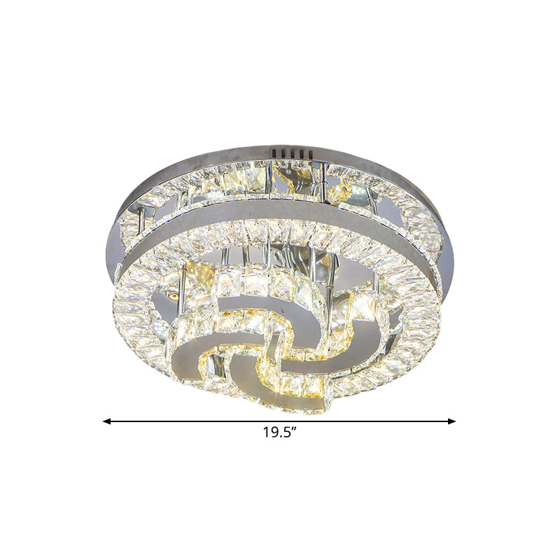 Halo Flush Light Fixture Simple Clear Crystal Stainless-Steel LED Ceiling Lighting with Star/Spiral Design for Living Room Clearhalo 'Ceiling Lights' 'Close To Ceiling Lights' 'Close to ceiling' 'Flush mount' Lighting' 1694946