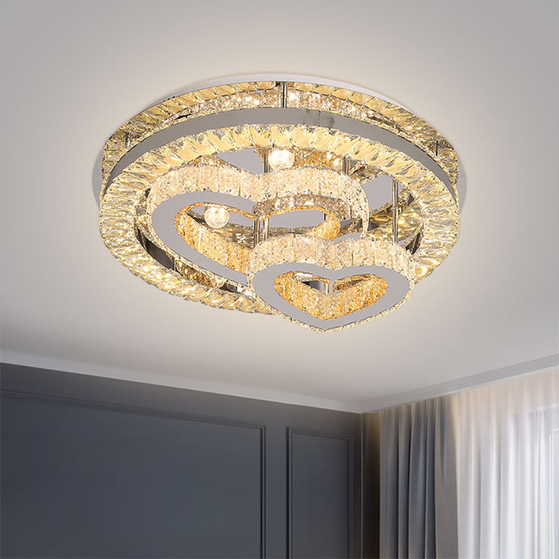 Chrome LED Heart Flush Mount Lighting Simplicity Crystal Block Ceiling Light Fixture Clearhalo 'Ceiling Lights' 'Close To Ceiling Lights' 'Close to ceiling' 'Flush mount' Lighting' 1694952