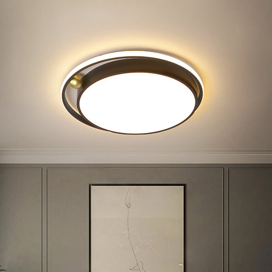 Round Acrylic Flush Light Fixture Nordic 16"/19.5" Wide LED Black Flush Mount Lamp for Bedroom Clearhalo 'Ceiling Lights' 'Close To Ceiling Lights' 'Close to ceiling' 'Flush mount' Lighting' 1694956