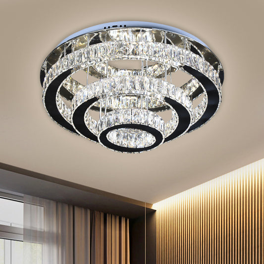 Clear Crystal Circular Ceiling Mounted Fixture Modernist Stainless-Steel LED Flush Light for Dining Room Clear Clearhalo 'Ceiling Lights' 'Close To Ceiling Lights' 'Close to ceiling' 'Flush mount' Lighting' 1695004