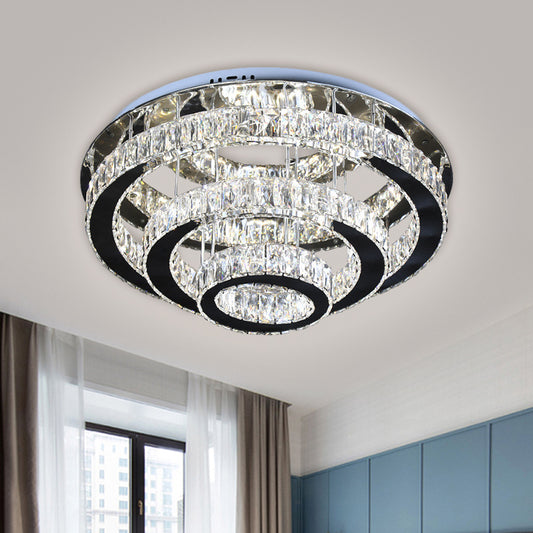 Clear Crystal Circular Ceiling Mounted Fixture Modernist Stainless-Steel LED Flush Light for Dining Room Clearhalo 'Ceiling Lights' 'Close To Ceiling Lights' 'Close to ceiling' 'Flush mount' Lighting' 1695005