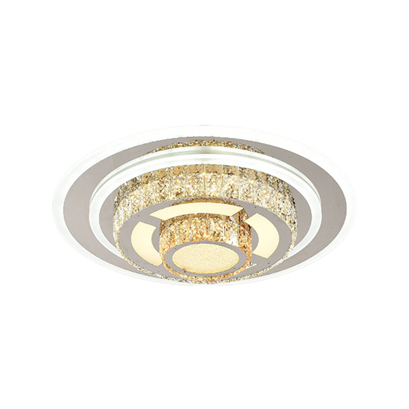 Layered Circular Faceted Crystal Flush Light Contemporary Stainless-Steel LED Close to Ceiling Lamp for Living Room Clearhalo 'Ceiling Lights' 'Close To Ceiling Lights' 'Close to ceiling' 'Flush mount' Lighting' 1695014