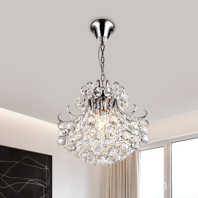 Cascading Ceiling Chandelier Contemporary Clear Crystal 4 Heads Chrome Hanging Pendant Light for Bedroom Clearhalo 'Ceiling Lights' 'Chandeliers' 'Modern Chandeliers' 'Modern' Lighting' 1695026