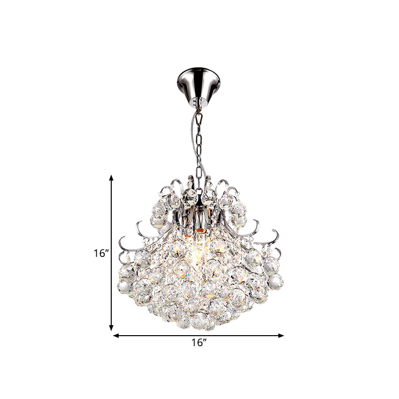 Cascading Ceiling Chandelier Contemporary Clear Crystal 4 Heads Chrome Hanging Pendant Light for Bedroom Clearhalo 'Ceiling Lights' 'Chandeliers' 'Modern Chandeliers' 'Modern' Lighting' 1695028