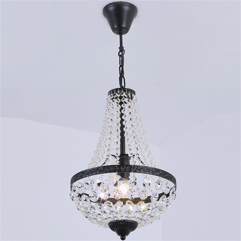 Simplicity 1 Bulb Pendant Lamp Black Basket Hanging Light Fixture with Clear Crystal Shade Clearhalo 'Ceiling Lights' 'Modern Pendants' 'Modern' 'Pendant Lights' 'Pendants' Lighting' 1695050