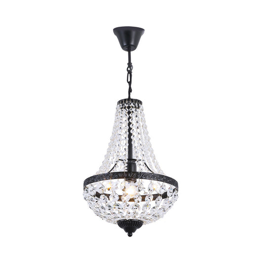 Simplicity 1 Bulb Pendant Lamp Black Basket Hanging Light Fixture with Clear Crystal Shade Clearhalo 'Ceiling Lights' 'Modern Pendants' 'Modern' 'Pendant Lights' 'Pendants' Lighting' 1695051