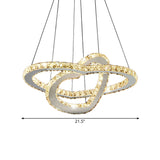 Dual Loving Heart Cut Crystal Chandelier Simple LED Chrome Suspended Lighting Fixture in Warm/White Light Clearhalo 'Ceiling Lights' 'Chandeliers' 'Modern Chandeliers' 'Modern' Lighting' 1695060