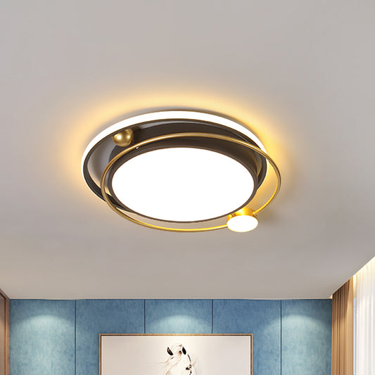 Metallic Circular Flush Light Fixture Minimalist LED Flush Mount Lighting in Black-Gold Black-Gold Clearhalo 'Ceiling Lights' 'Close To Ceiling Lights' 'Close to ceiling' 'Flush mount' Lighting' 1695094