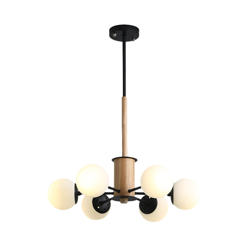 Black/White Globe Chandelier Light Modernist 6/8 Lights Opal Glass Hanging Ceiling Light Clearhalo 'Ceiling Lights' 'Chandeliers' 'Glass shade' 'Glass' 'Modern Chandeliers' 'Modern' Lighting' 169512