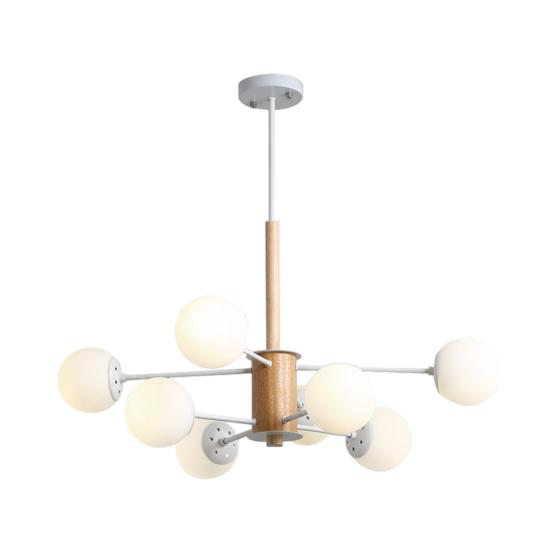 Black/White Globe Chandelier Light Modernist 6/8 Lights Opal Glass Hanging Ceiling Light Clearhalo 'Ceiling Lights' 'Chandeliers' 'Glass shade' 'Glass' 'Modern Chandeliers' 'Modern' Lighting' 169515