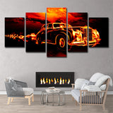 Vintage Car Wall Art Multi-Piece Contemporary Boys Bedroom Canvas in Orange-Black Clearhalo 'Art Gallery' 'Canvas Art' 'Contemporary Art Gallery' 'Modern' Arts' 1695177