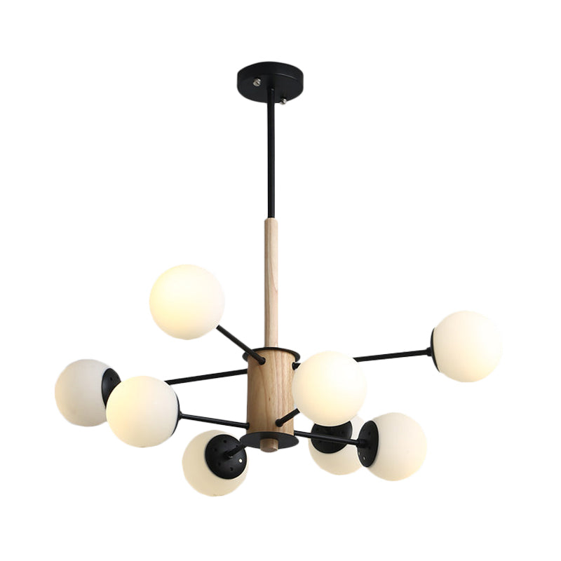 Black/White Globe Chandelier Light Modernist 6/8 Lights Opal Glass Hanging Ceiling Light Clearhalo 'Ceiling Lights' 'Chandeliers' 'Glass shade' 'Glass' 'Modern Chandeliers' 'Modern' Lighting' 169519