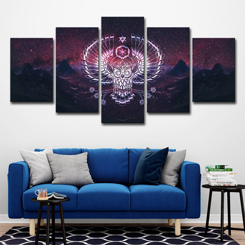 Purple Starry Night Art Print Wild Land Scorpion Modernism Multi-Piece Wall Decor Purple Clearhalo 'Art Gallery' 'Canvas Art' 'Contemporary Art Gallery' 'Modern' Arts' 1695296