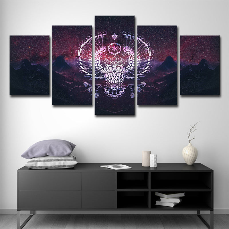 Purple Starry Night Art Print Wild Land Scorpion Modernism Multi-Piece Wall Decor Clearhalo 'Art Gallery' 'Canvas Art' 'Contemporary Art Gallery' 'Modern' Arts' 1695297