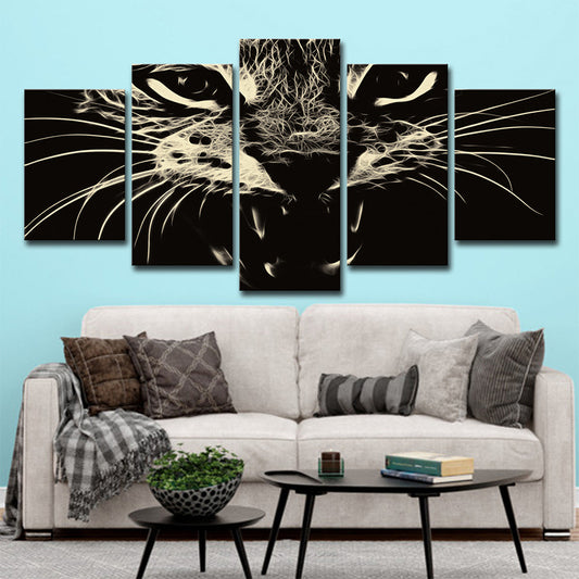 Black Cat Wall Art Pet Modern Style Multi-Piece Canvas Print for Living Room Clearhalo 'Art Gallery' 'Canvas Art' 'Contemporary Art Gallery' 'Modern' Arts' 1695319