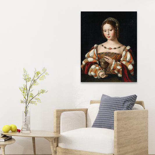 Noblewoman Portrait Painting Textured Retro Style Home Canvas Wall Art in Dark Color Clearhalo 'Arts' 'Canvas Art' 1695339