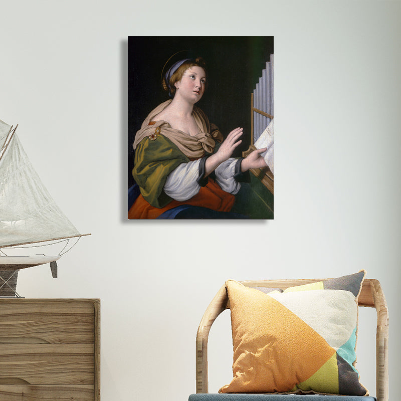 Noblewoman Portrait Painting Textured Retro Style Home Canvas Wall Art in Dark Color Clearhalo 'Arts' 'Canvas Art' 1695346