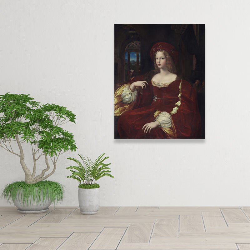 Noblewoman Portrait Painting Textured Retro Style Home Canvas Wall Art in Dark Color Clearhalo 'Arts' 'Canvas Art' 1695351