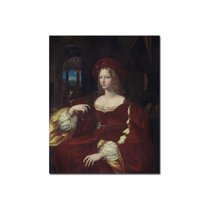 Noblewoman Portrait Painting Textured Retro Style Home Canvas Wall Art in Dark Color Clearhalo 'Arts' 'Canvas Art' 1695352