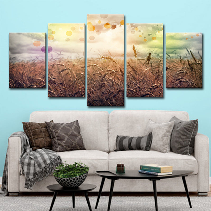 Poetic Wheat Field Canvas Wall Art Living Room Nature Scenery Wall Decor in Yellow Clearhalo 'Art Gallery' 'Canvas Art' 'Contemporary Art Gallery' 'Modern' Arts' 1695403