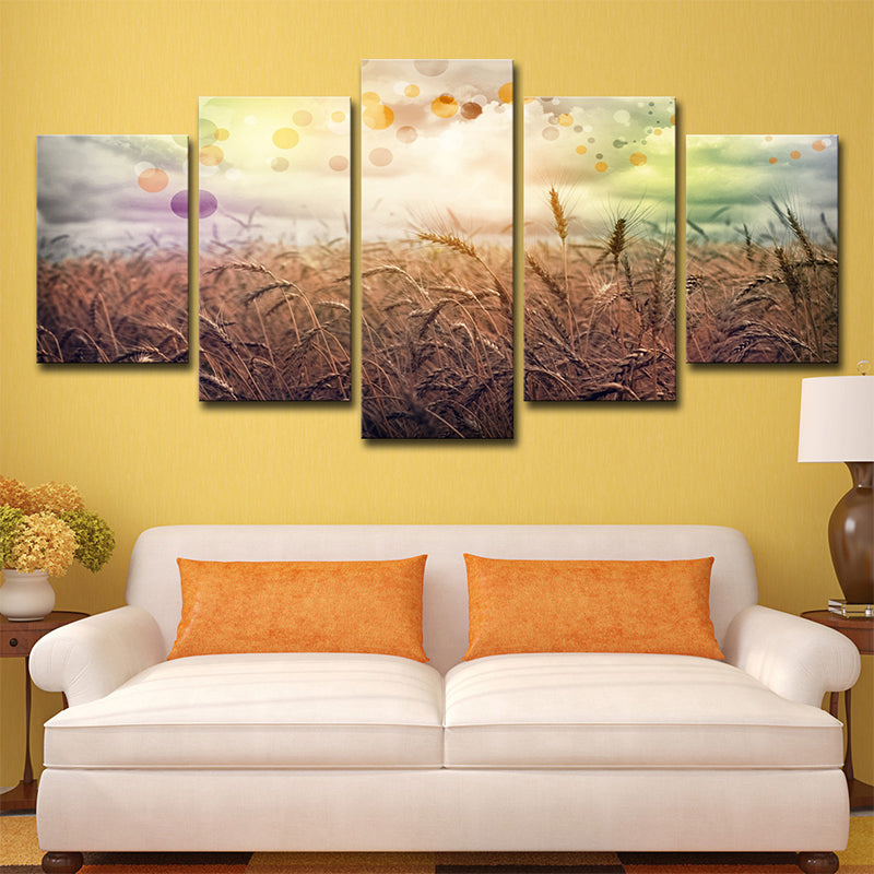Poetic Wheat Field Canvas Wall Art Living Room Nature Scenery Wall Decor in Yellow Clearhalo 'Art Gallery' 'Canvas Art' 'Contemporary Art Gallery' 'Modern' Arts' 1695404